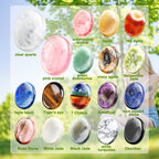 Fumete 18 Pcs Thumb Worry Stone for Anxiety Chakra Crystals, Oval Chakra Stones Tigers Eye Crystal for Anxiety Stress Relief Med