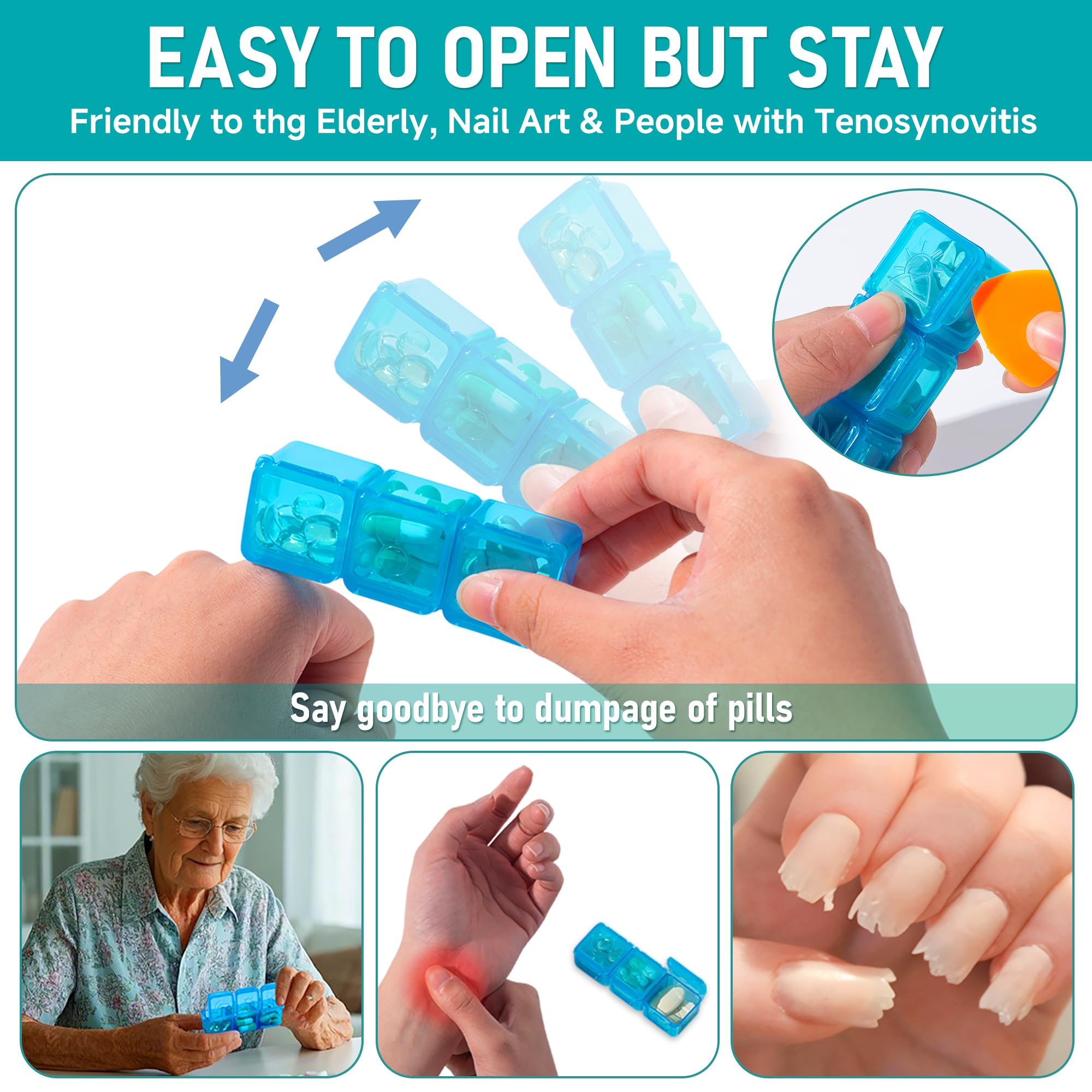 Monthly Pill Organizer 3 Times a Day, Portable Pill Box with Weekly Travel Bag, Large Capacity Medicine Organizer with Labels, 3