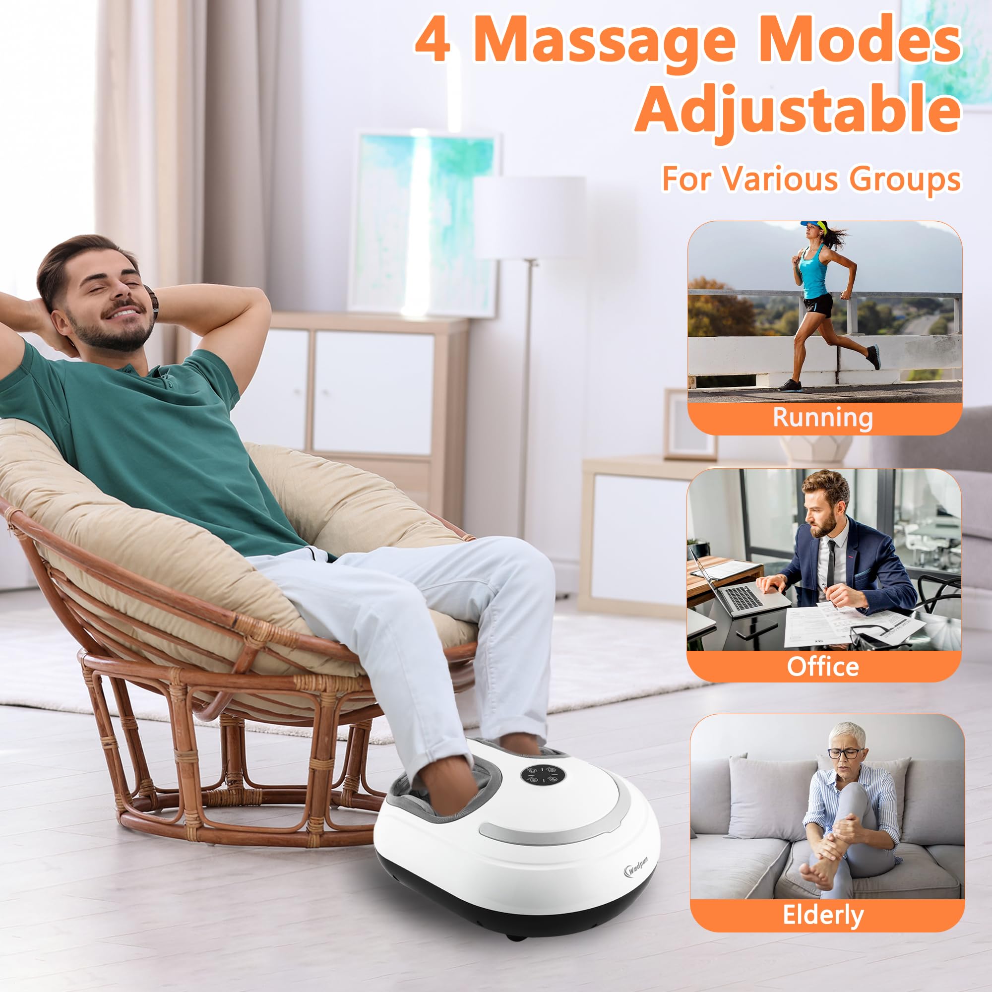 Wedpun Foot Massager with Heat Shiatsu Foot Massager with Remote Deep Relief for Tired Muscles Electric Feet Massage Machine for