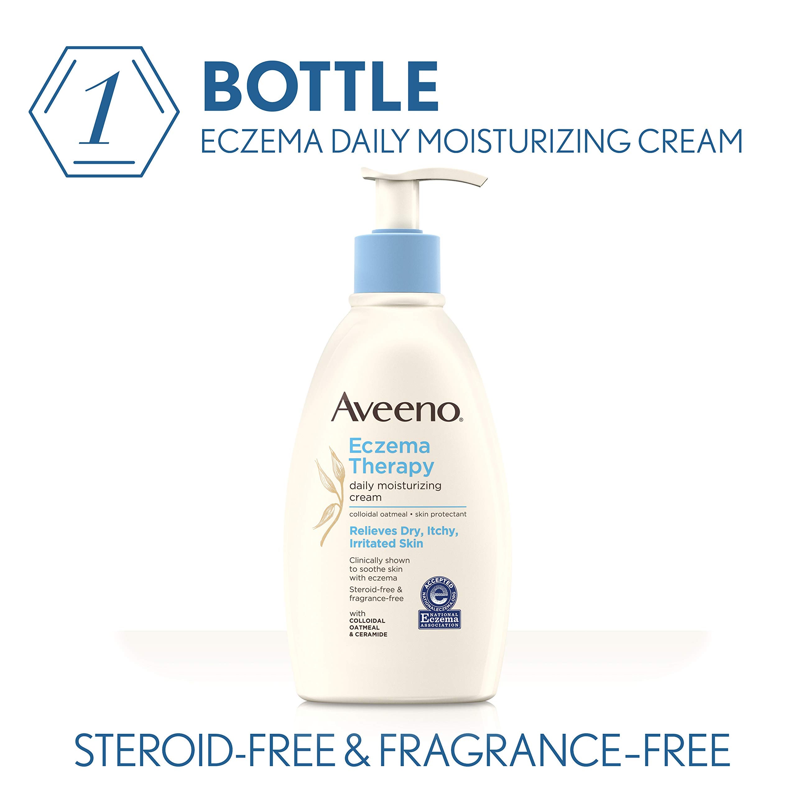 Aveeno Eczema Therapy Daily Moisturizing Cream for Sensitive Skin, Soothing Lotion with Colloidal Oatmeal for Dry, Itchy, and Ir