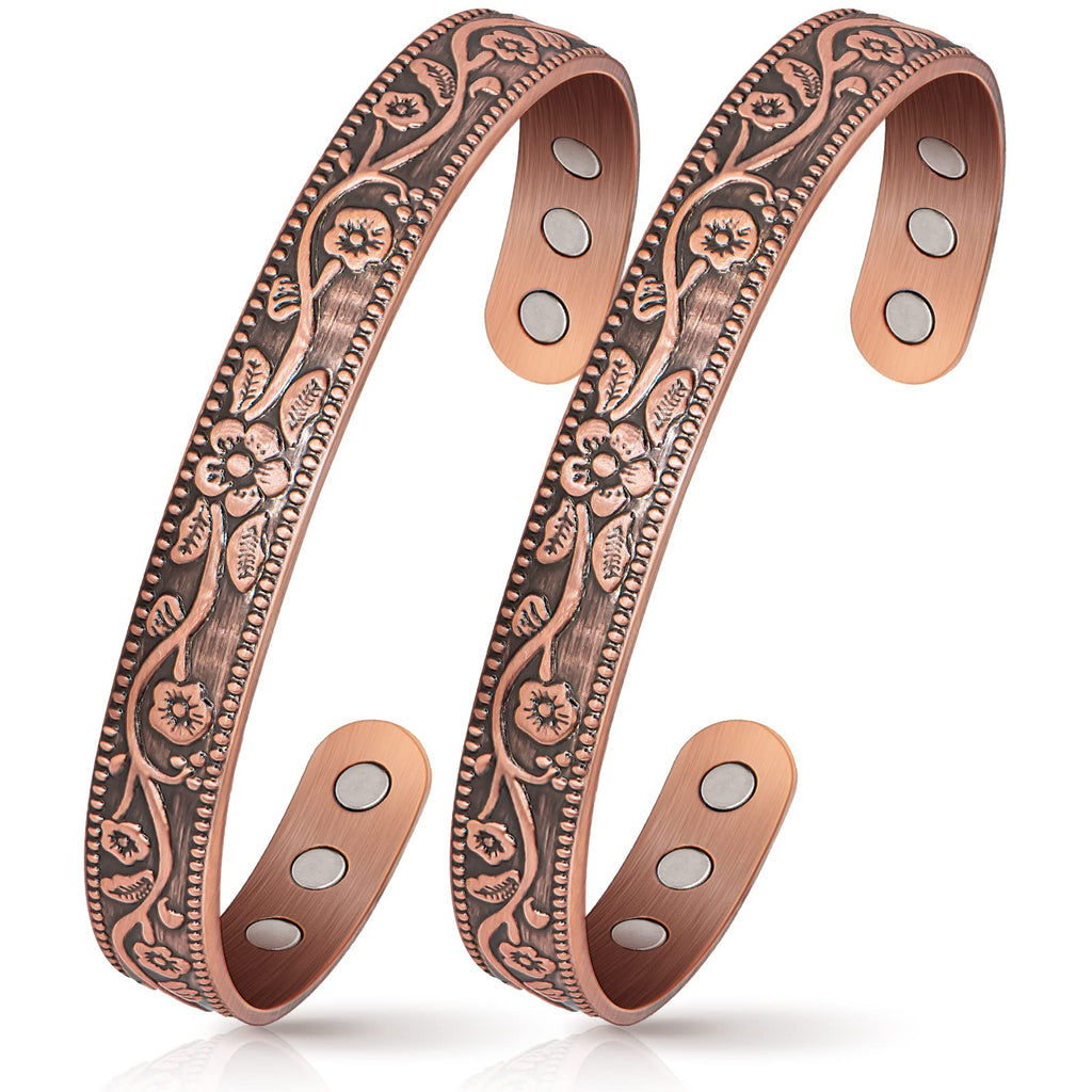 Magnetic Lymph Detox Bracelet: Copper Bracelet for Women Men, 100% Pure Copper Bracelet with 6 Magnets 3500 Gauss - Jewelry Gift