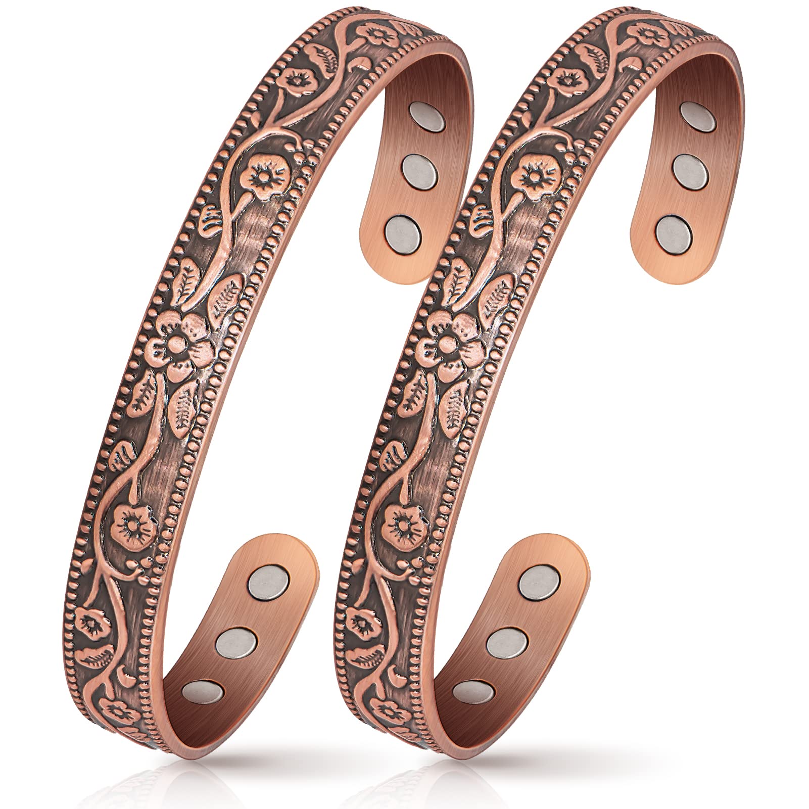Magnetic Lymph Detox Bracelet: Copper Bracelet for Women Men, 100% Pure Copper Bracelet with 6 Magnets 3500 Gauss - Jewelry Gift