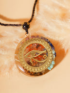 MINACHI Orgone Necklace, 7 Chakra Orgonite Egyptian Eye of Horus Pendant for Spiritual Healing and Positive Energy Meditation