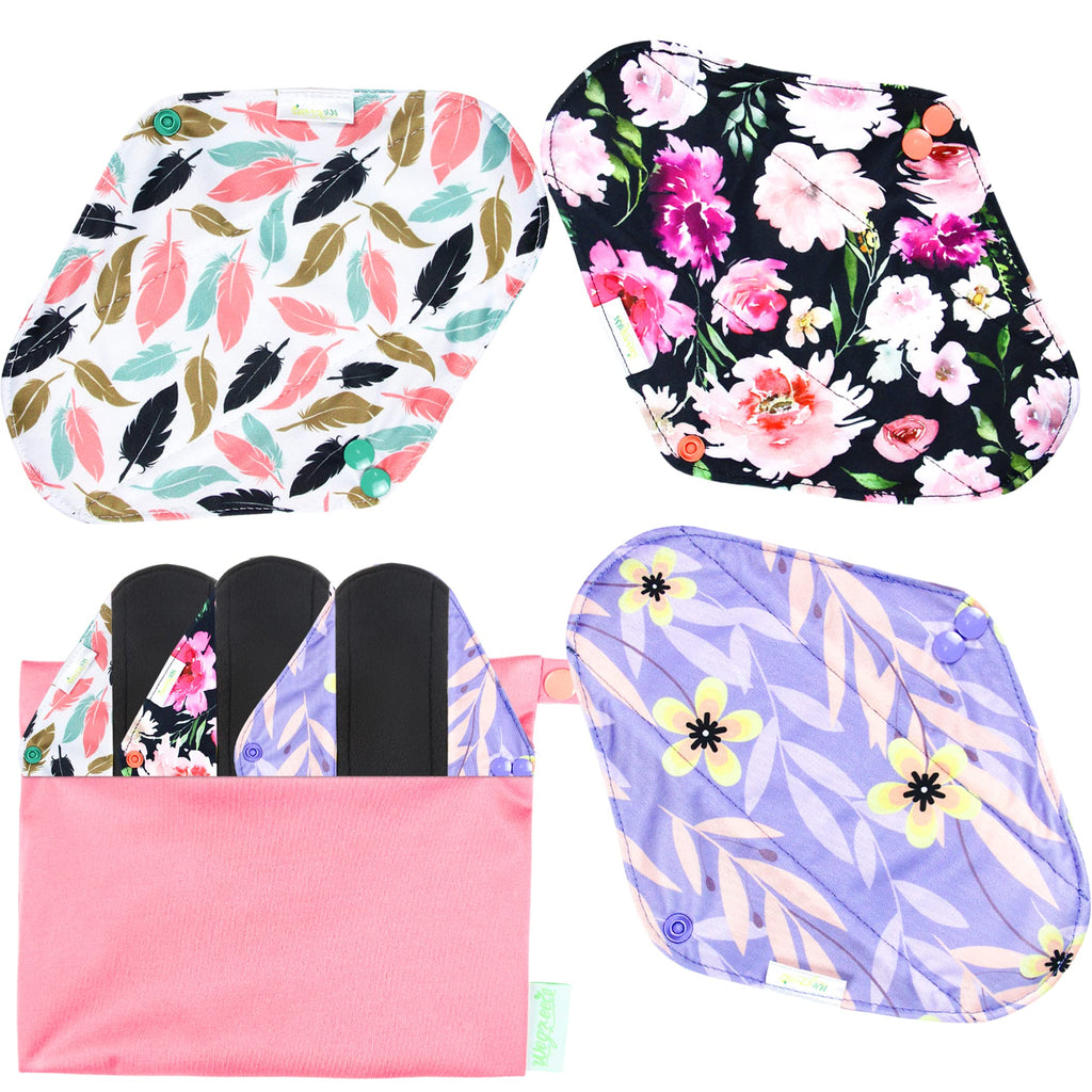 wegreeco Reusable Menstrual Pads - Reusable Sanitary Pads | Reusable Panty Liners | Soft Cloth Menstrual Pads - 6 Pack with 1 Cl