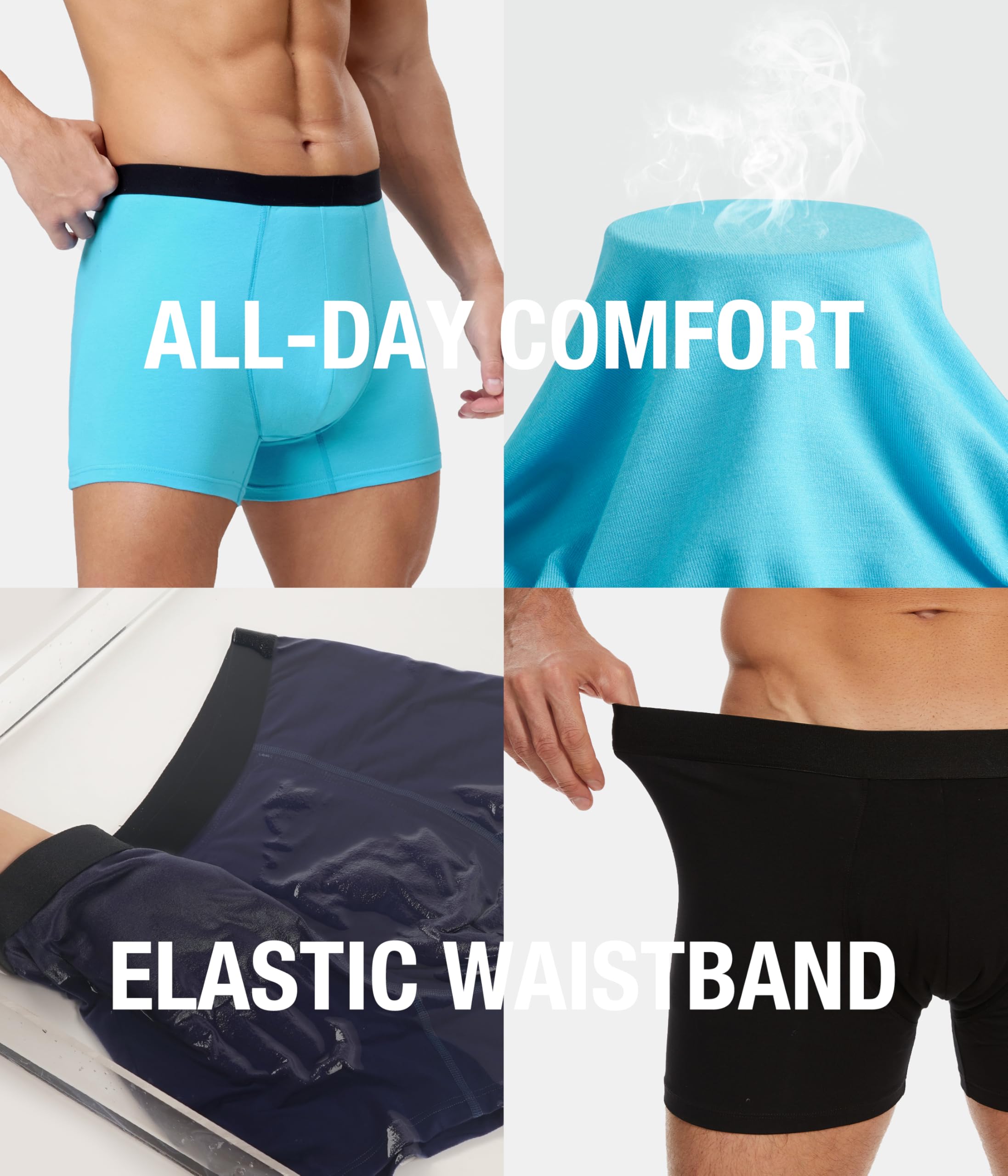 SUNCHIRI Mens Incontinence Underwear, Heavy Absorbent Washable Leak-Proof Reusable Boxer Brief 3 Pack (Multicolor01, Large)