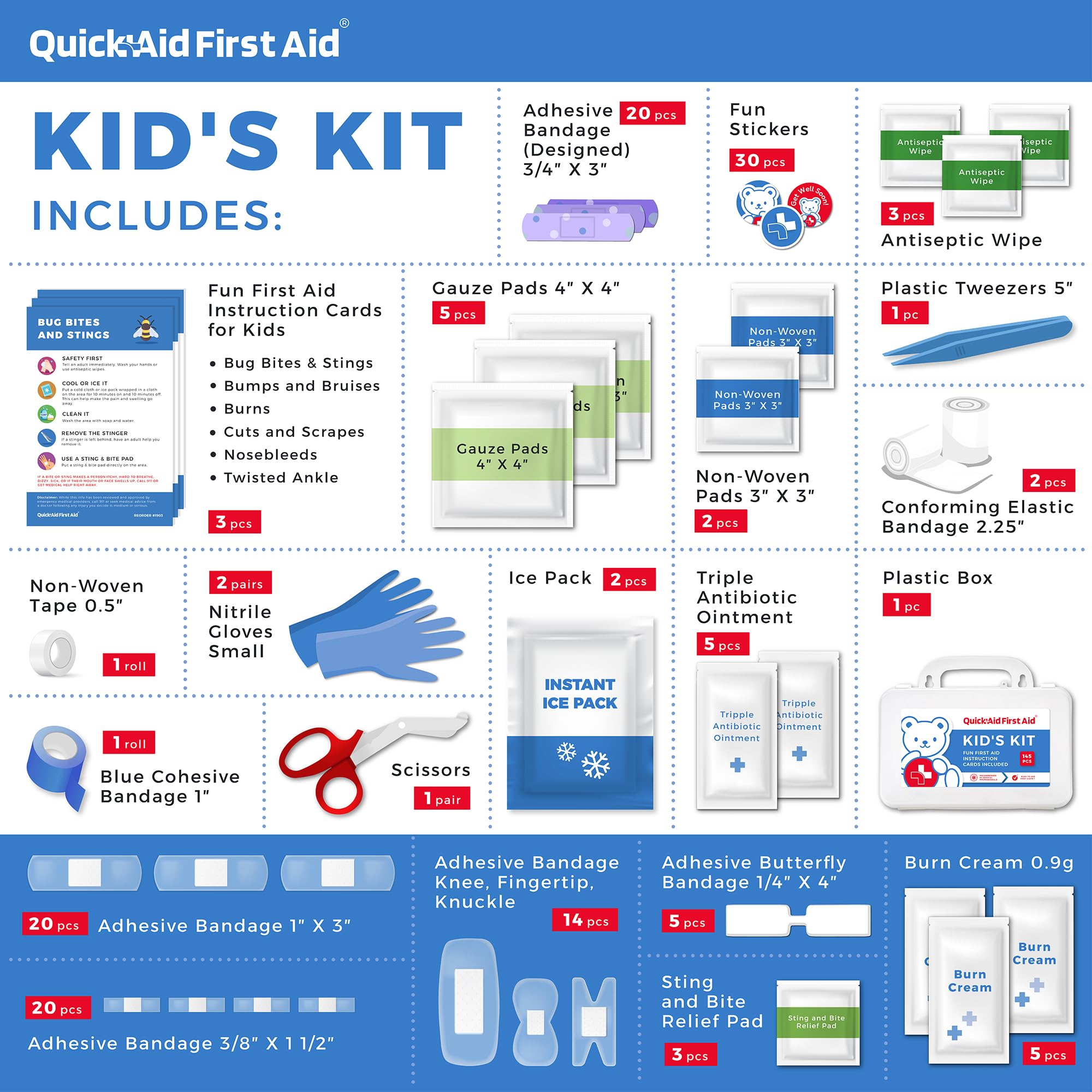 Kids First Aid Kit for Home/Business, Mini Travel First Aid Kit | HSA/FSA Eligible Emergency Kit | Small First Aid Kit for Car |
