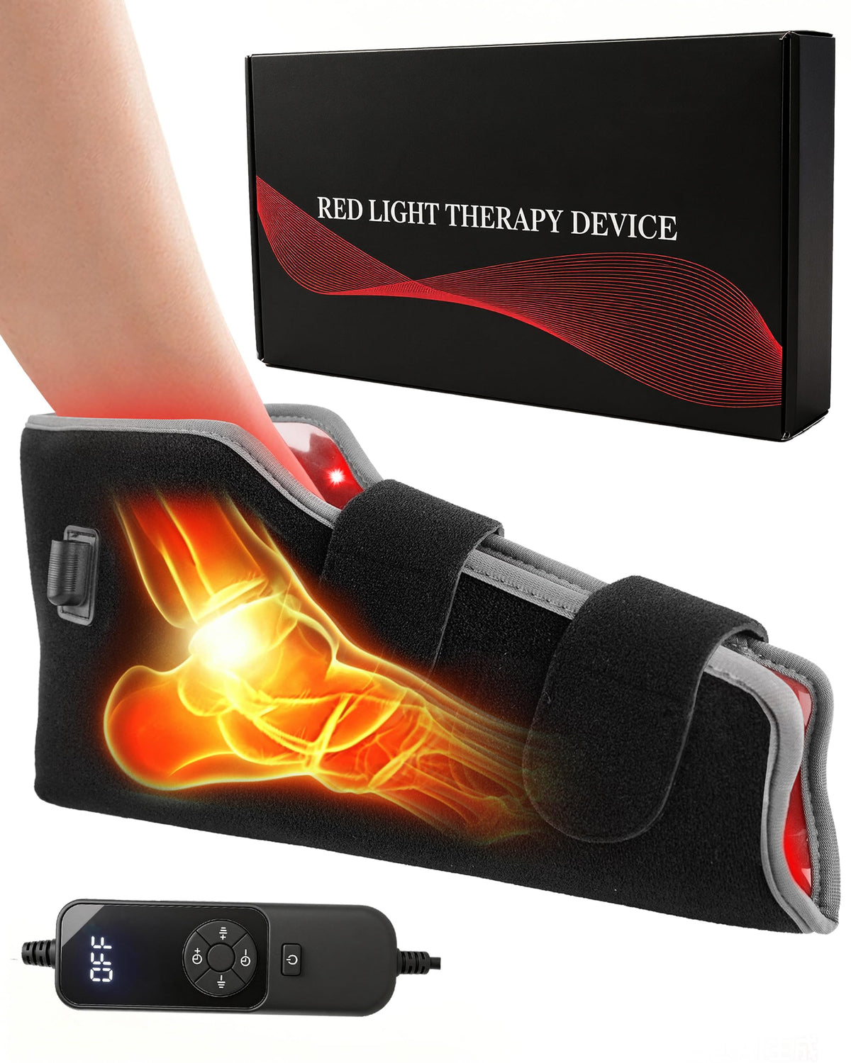 Red Light Therapy Foot & Ankle Wrap, 660nm & 850nm Dual Wavelength Near Infrared Light Therapy Device for Foot Relaxation, 12V 1