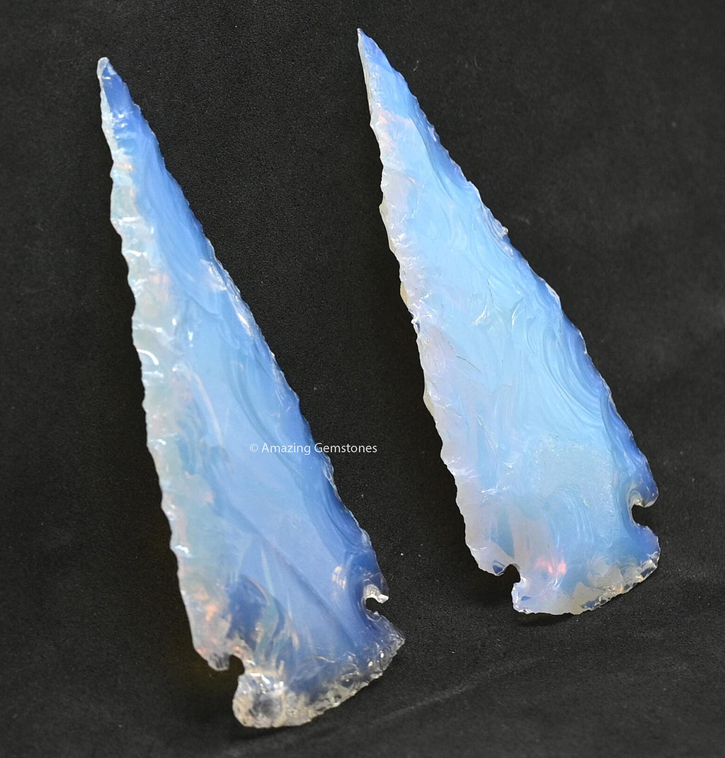 Amazing Gemstone 2 Pieces Opalite Arrowhead, Crystal and Healing Stone Flint Rock Arrow Head - 2 to 3 Arrowheads for DIY Project