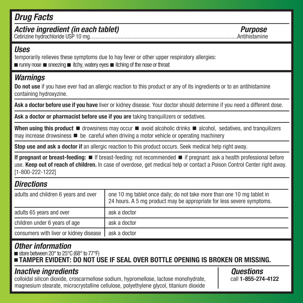 Amazon Basic Care All Day Allergy, Cetirizine Hydrochloride Tablets, 10 mg, Antihistamine, 30 Count (Packaging may vary)