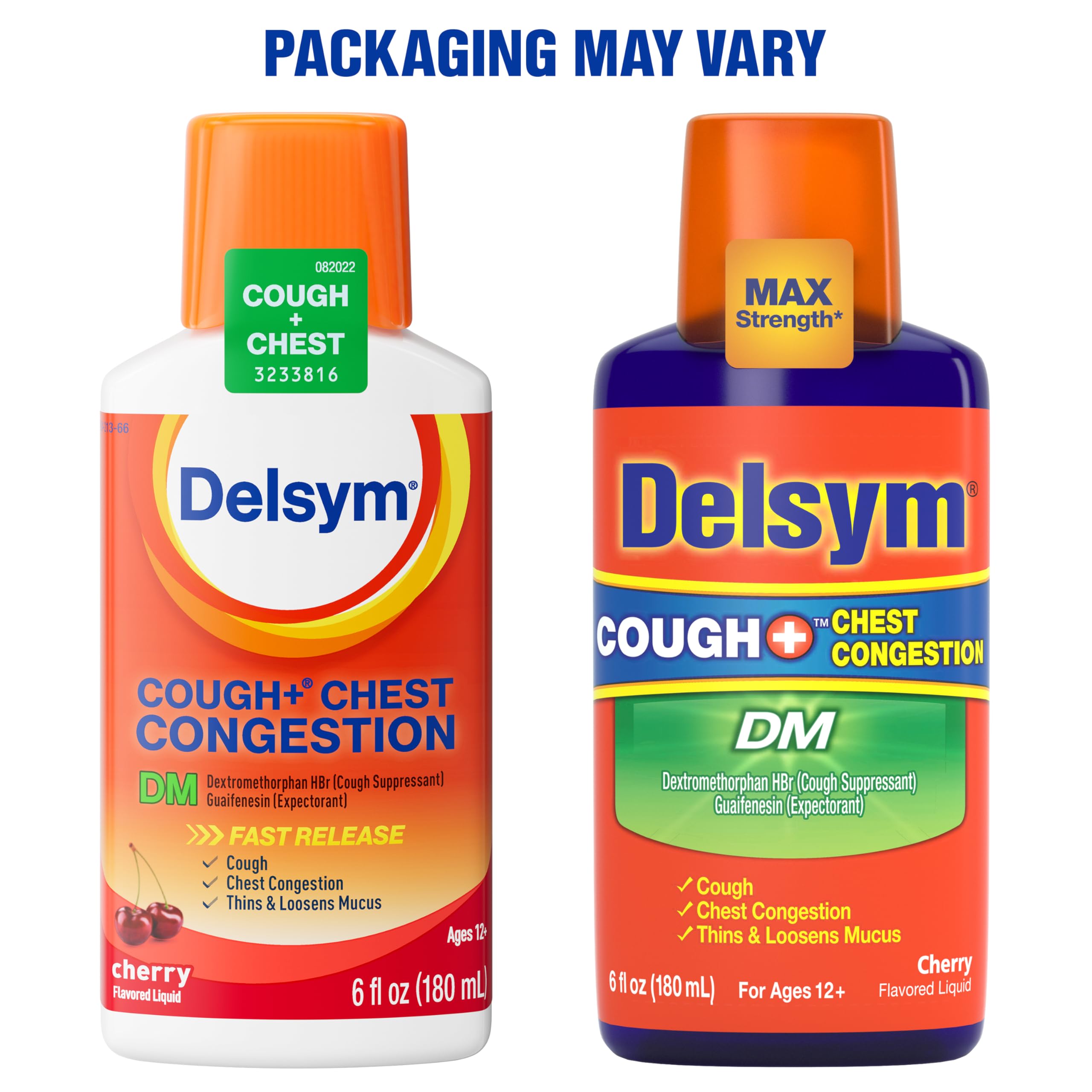 Delsym Max Strength Delsym Cough Plus Chest Congestion DM Liquid, Cherry Flavor, 6 fl. oz. Relieves Cough, Chest Congestion, and