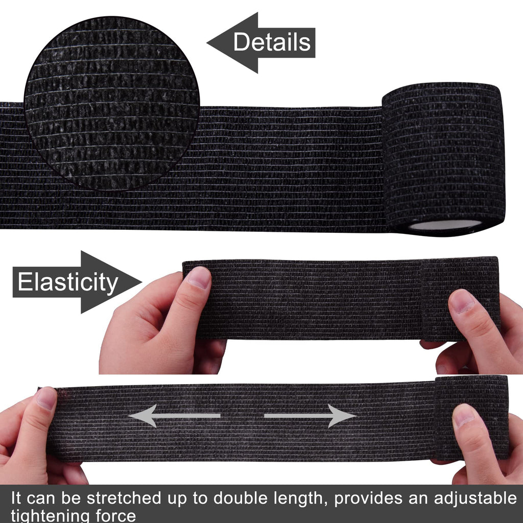 BQTQ 50 Rolls Self Adhesive Bandage Wrap Black Bandage Tape Self Adherent Wrap 2 inch Bandages Self Adhesive Wraps Stretch Banda