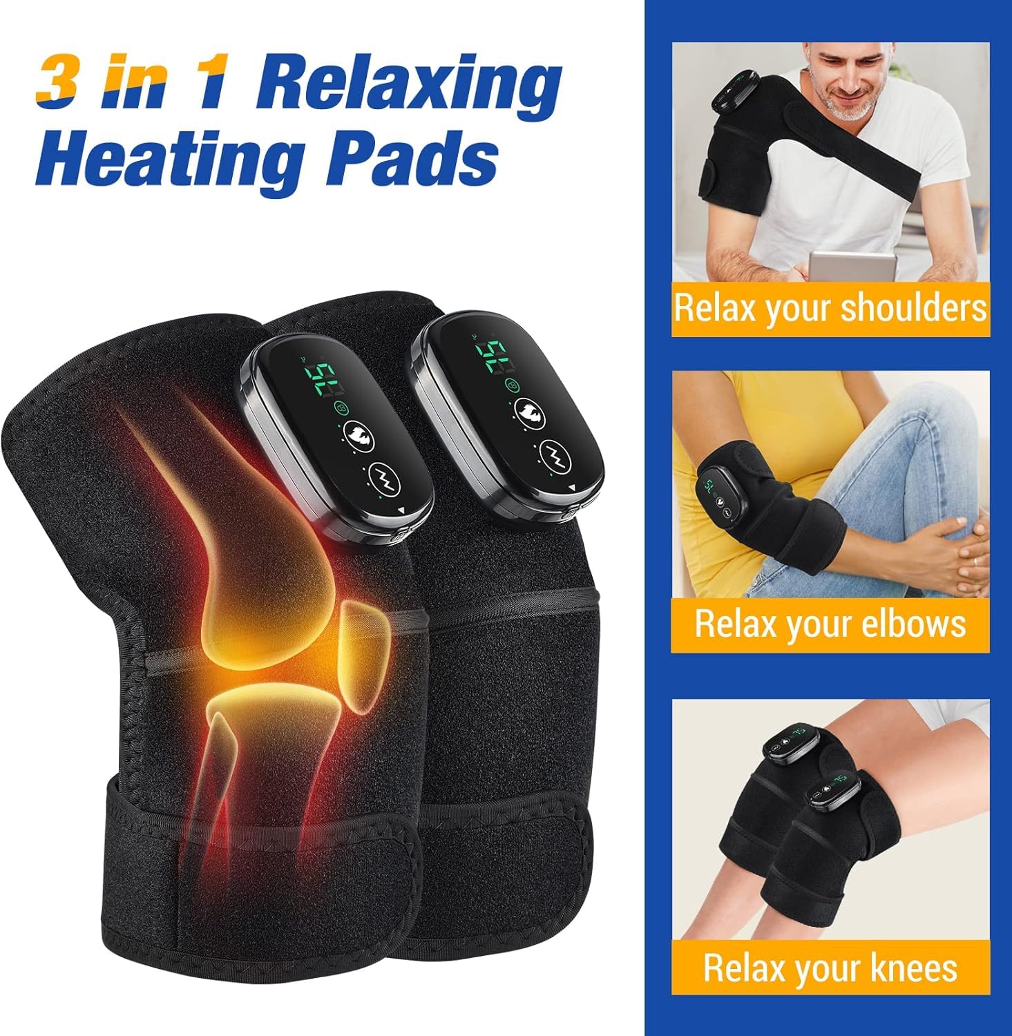 Knee Massager for Circulation, Knee Heating Pad for Arthritis with Massage, Heated Knee Massager with Heat and Vibration