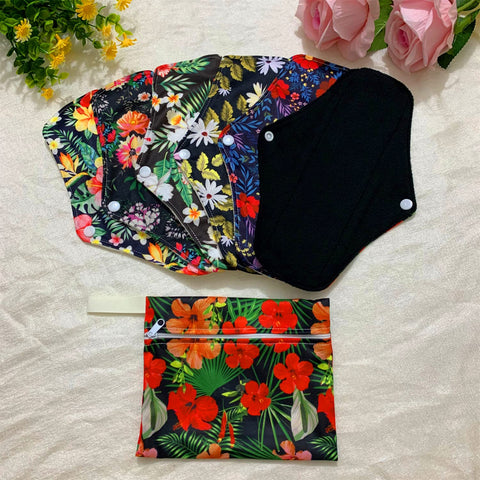 Regular Flow Women Daily Use Cloth Reusable Menstrual Pads Sets Including 1pc Mini Wet Bag and 6pcs Regular Flow Menstrual Mama 