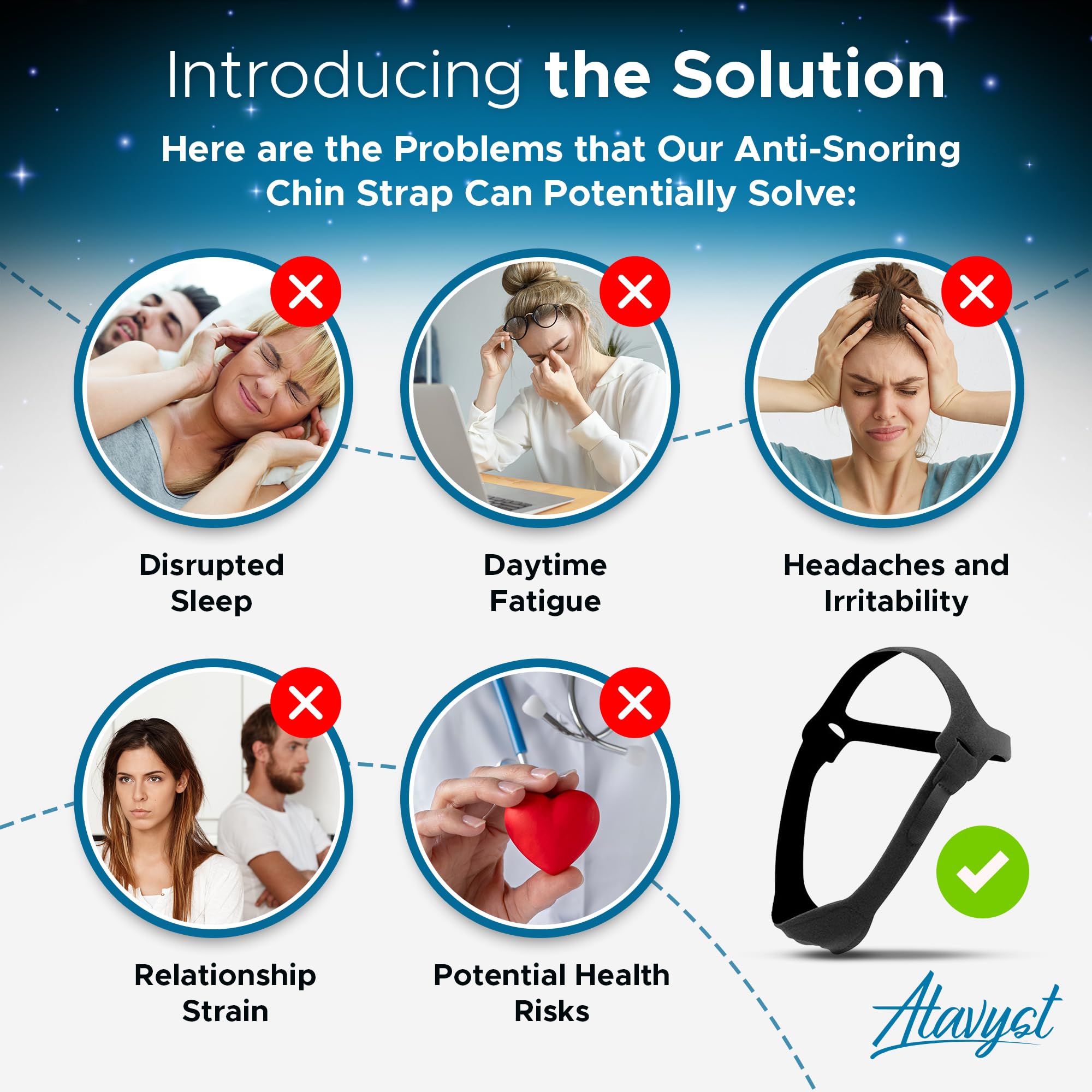 Anti Snoring Chin Strap for Men and Women CPAP Users - Airflow Jaw Strap - Effective Snore Solution for Excessive Snoring