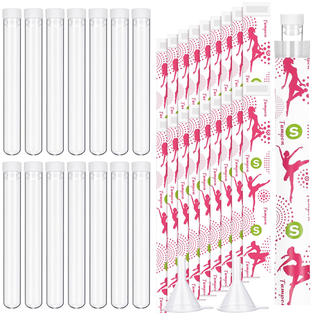 Copkim 38 Pcs Tampon Flask Set Included Tube Flasks Containers for Women Tampon Reusable Wrappers Funnels for Cruise Event(Sport