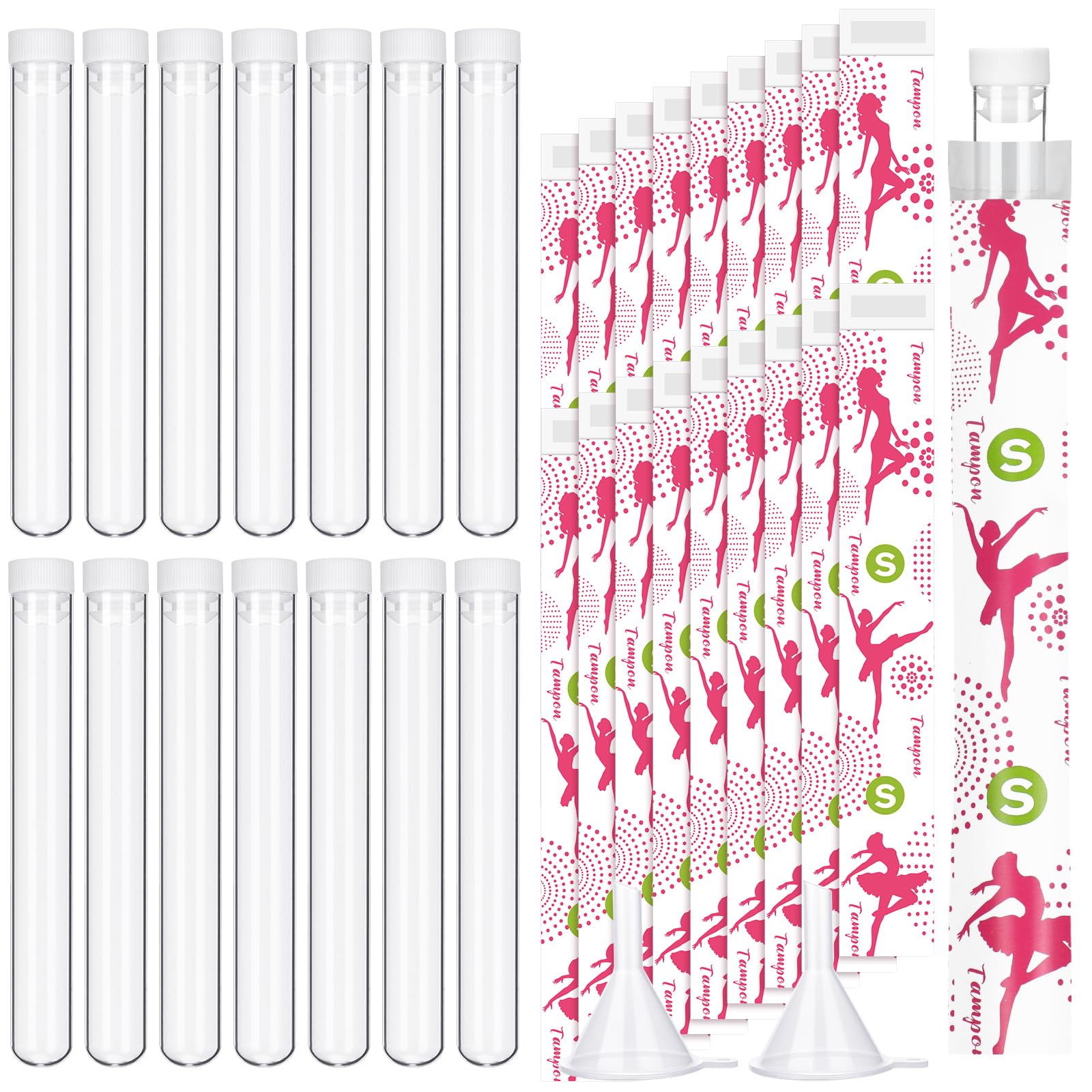 Copkim 38 Pcs Tampon Flask Set Included Tube Flasks Containers for Women Tampon Reusable Wrappers Funnels for Cruise Event(Sport