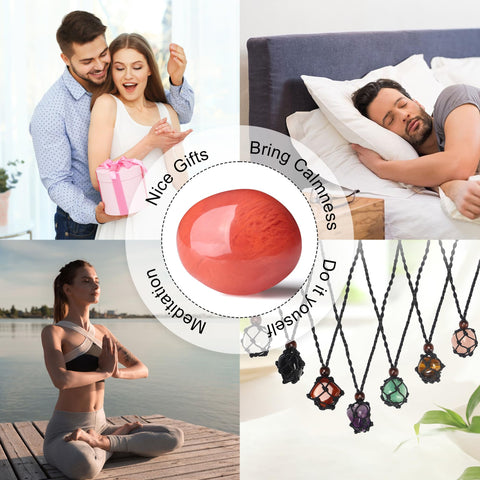YATOJUZI 1.6''-2'' Watermelon Quartz Natural Crystals and Healing Stones Worry Stones Polished Rocks Red Gemstones Palm Stone fo