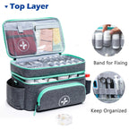BAGSFY Travel Medicine Bag Organizer with Mini Medication Bag, Double Layers First Aid Kit Empty, Lockable Pill Bottle Organizer
