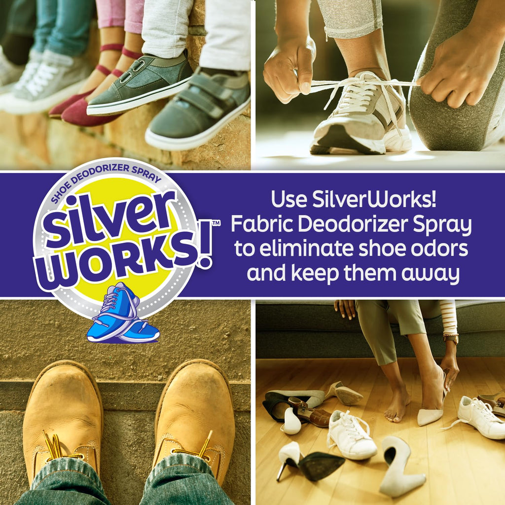 SilverWorks! Shoe Deodorizer Spray For Smelly Shoes - Shoe Odor Elimination Spray - Shoe Odor Spray - Boot, Sneaker, Shoe Smell