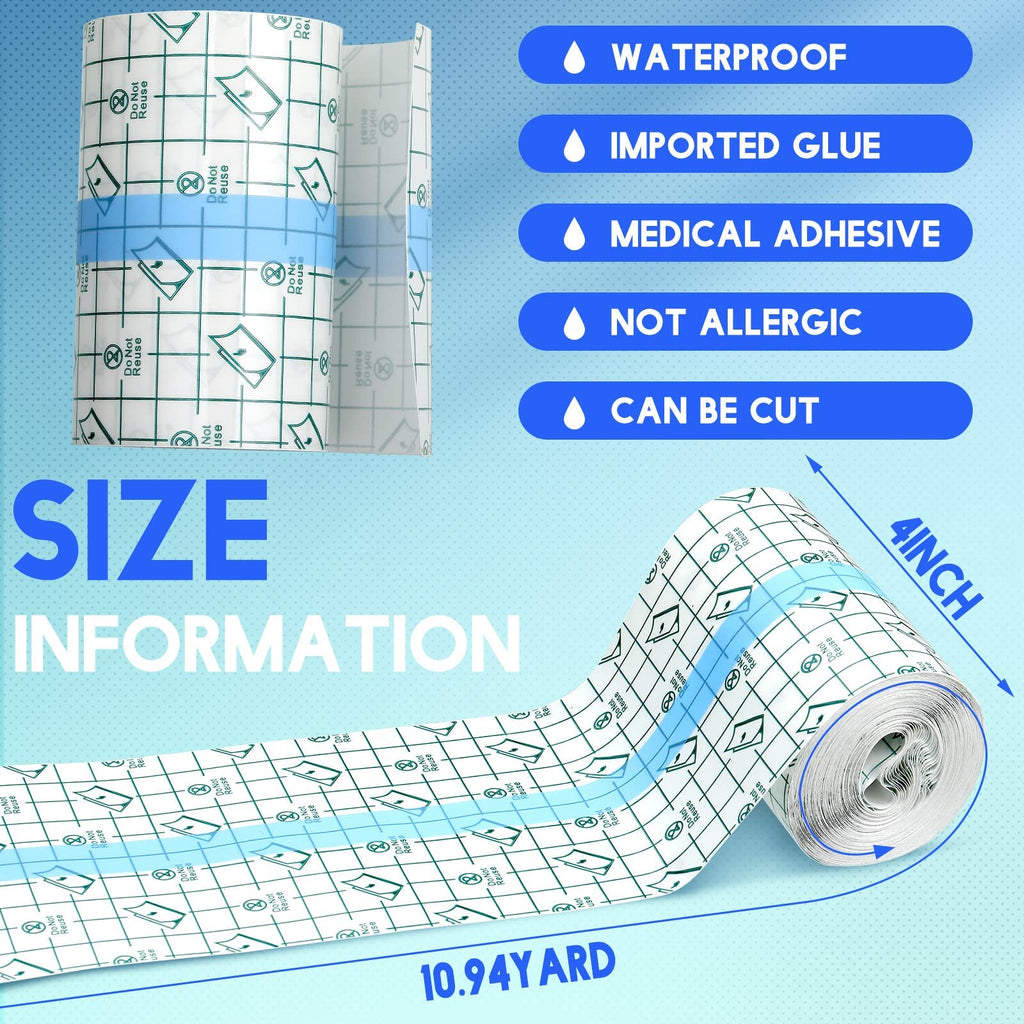 Transparent Dressing Adhesive Bandage Waterproof Bandage Clear Adhesive Bandages Stretch Tape for Tattoos Swimming (3.94 Inch x