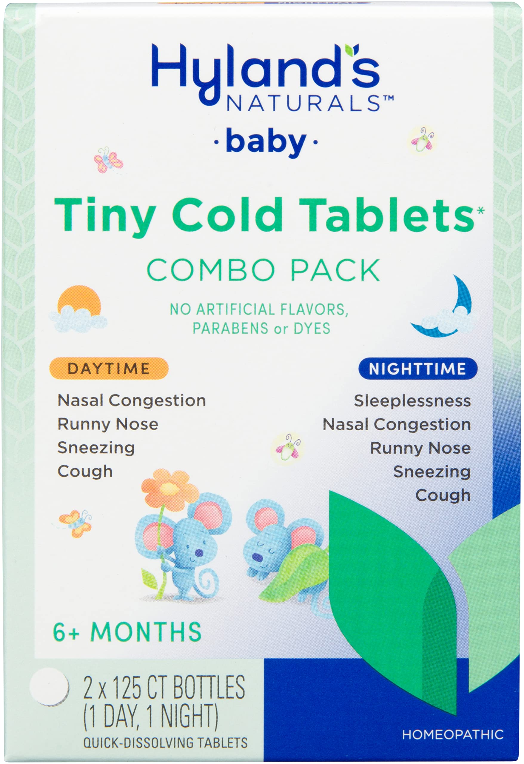 Hylands Baby Tiny Cold Tablets, Day and Night Value Pack, Infant and Baby Cold Medicine, Decongestant, Runny Nose and Cough Reli