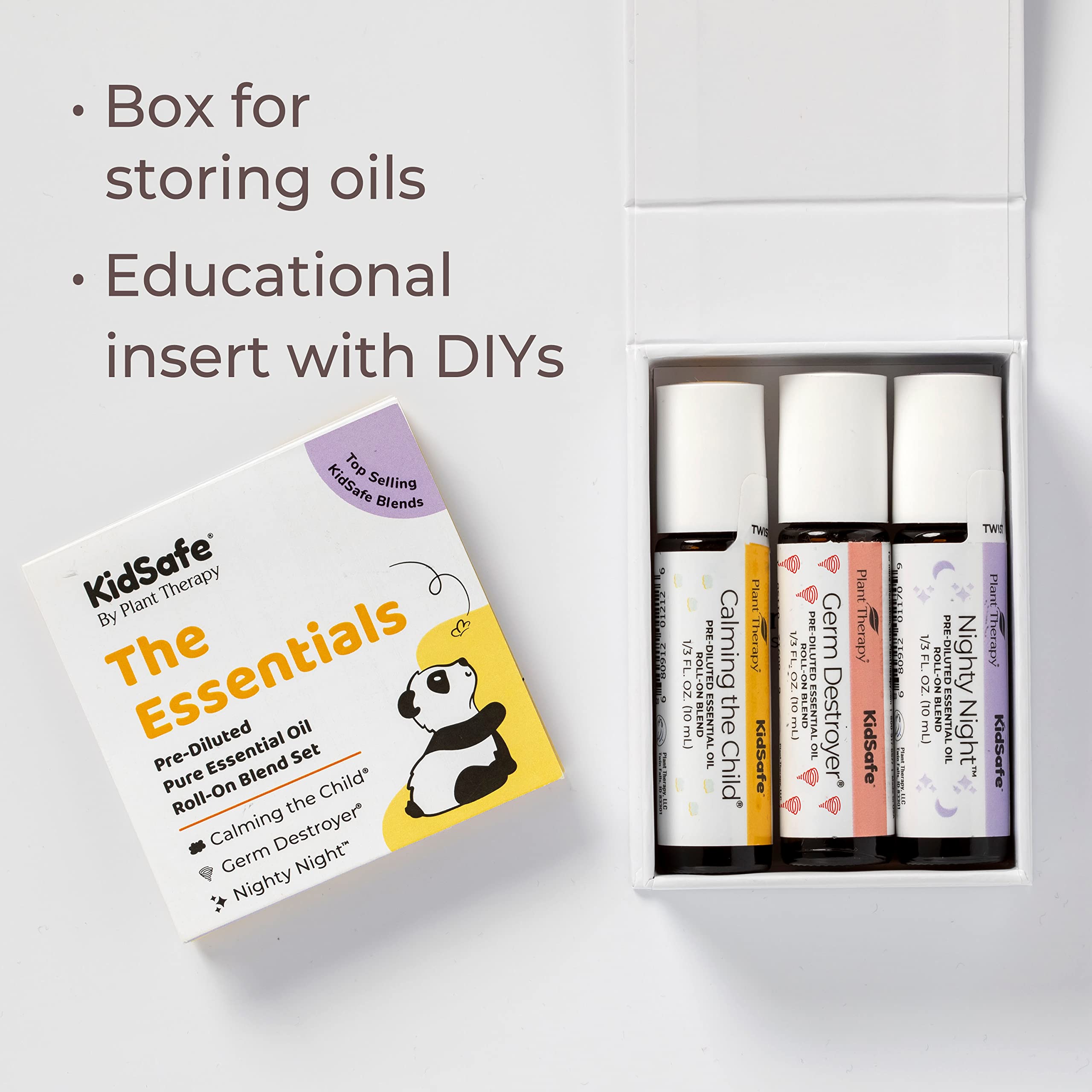 Plant Therapy KidSafe Essentials Roll-On Set 100% Pure, Therapeutic Grade Essential Oils Diluted in Coconut Oil 10 mL (1/3 oz) E