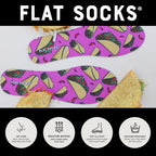 FLAT SOCKS No Show Socks, Sockless Shoe Liner, No Slipping, No Stinking, Washable Barefoot Shoe Insert for Men and Women, Taco '
