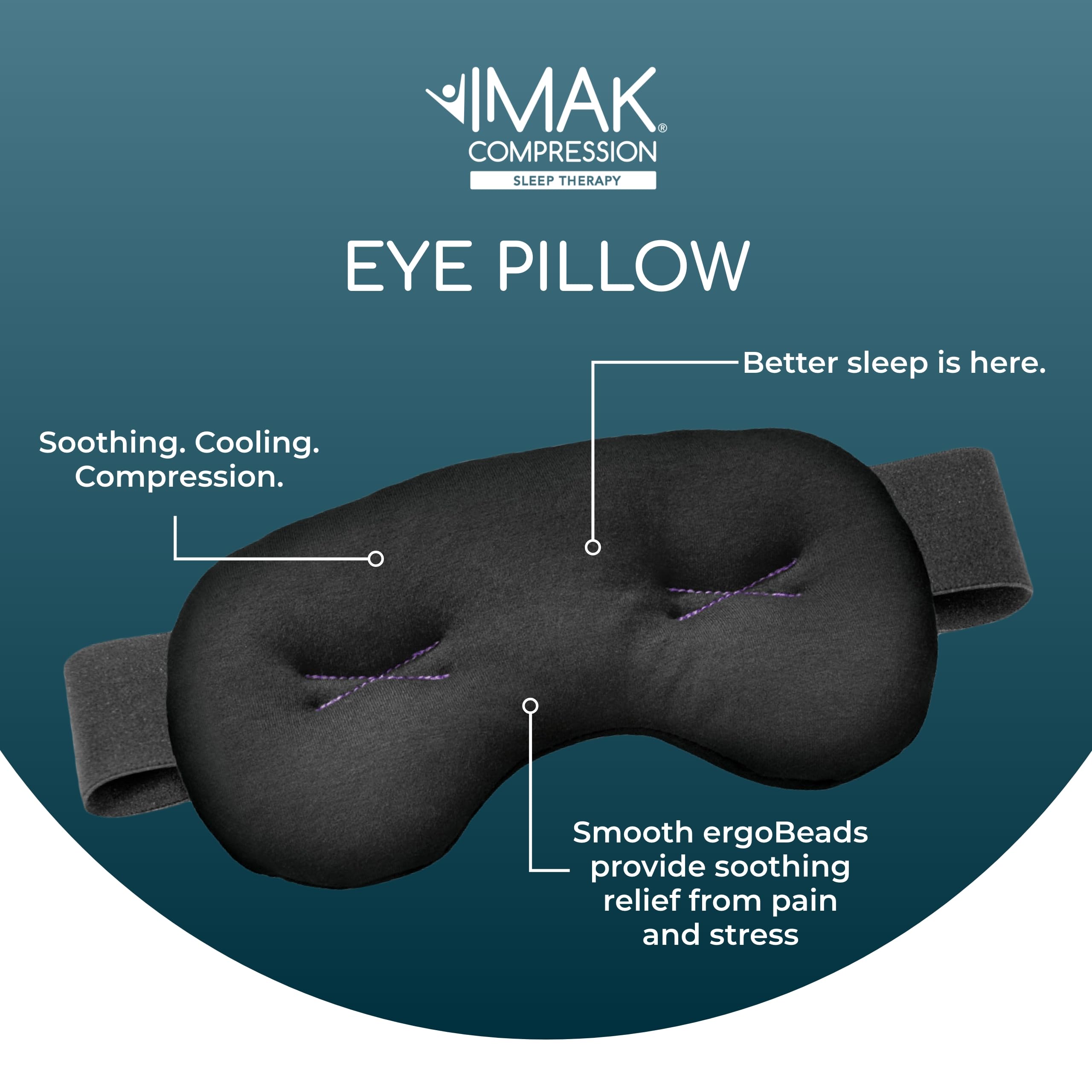 Brownmed IMAK Eye Pillow - Sleep Mask with ErgoBeads for Headache, Migraine, Puffy Eyes & Eye Strain Pain Relief