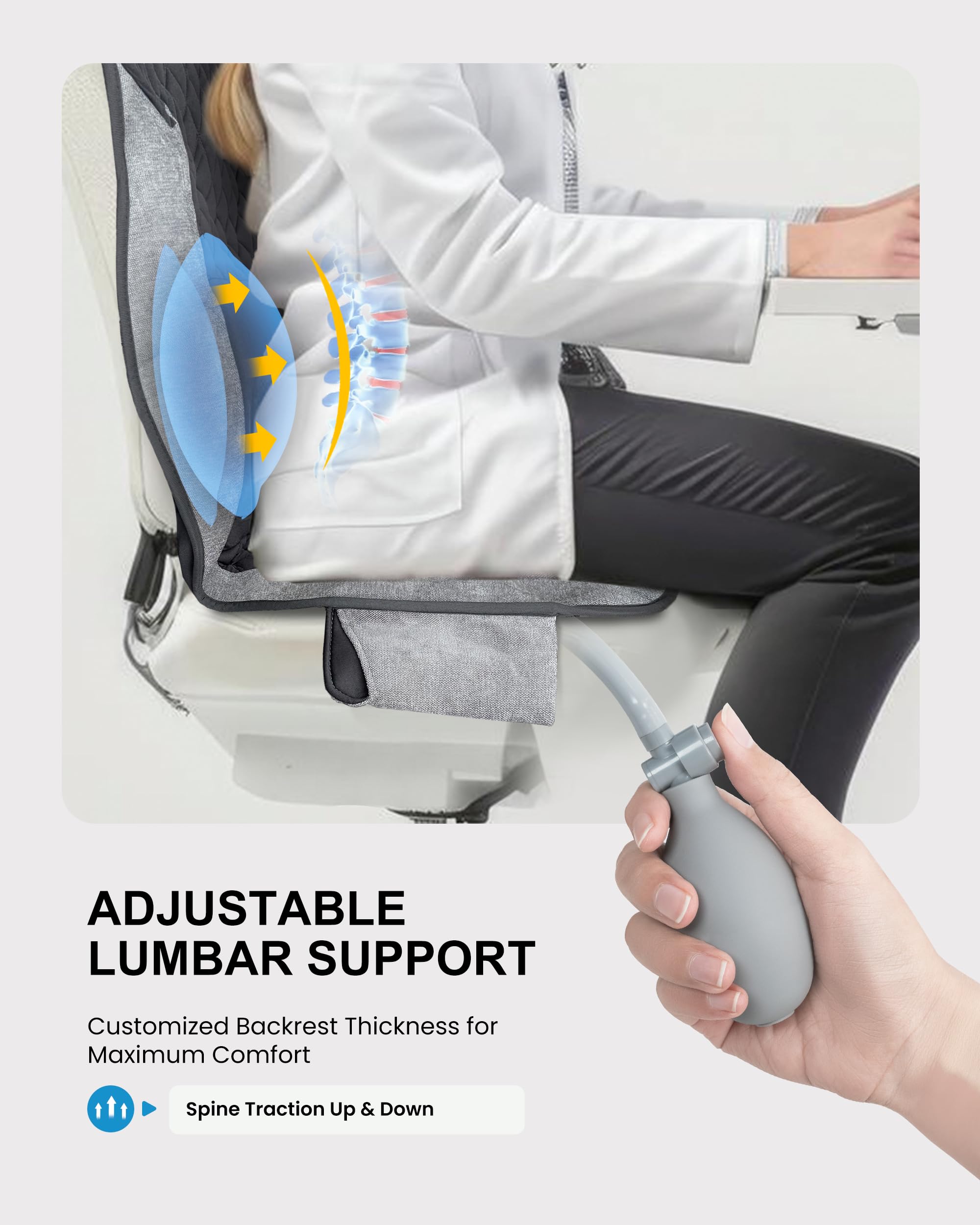 COMFIER Back Massager with Heat, Massage Seat Cushion for Chair with 10 Vibration Motors, Adjustable Lumbar Support,Chair Massag