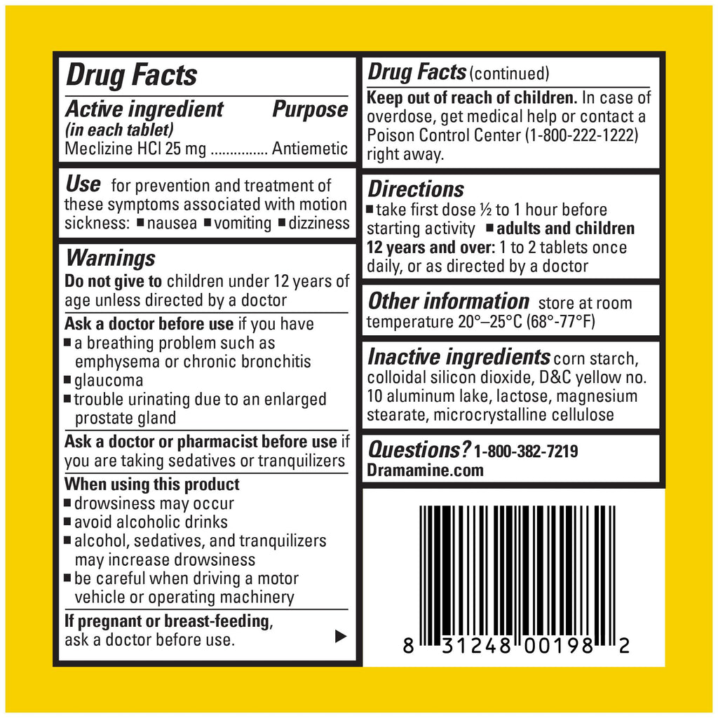 Dramamine All Day Less Drowsy, Motion Sickness Relief, 8 Count, 3 Pack