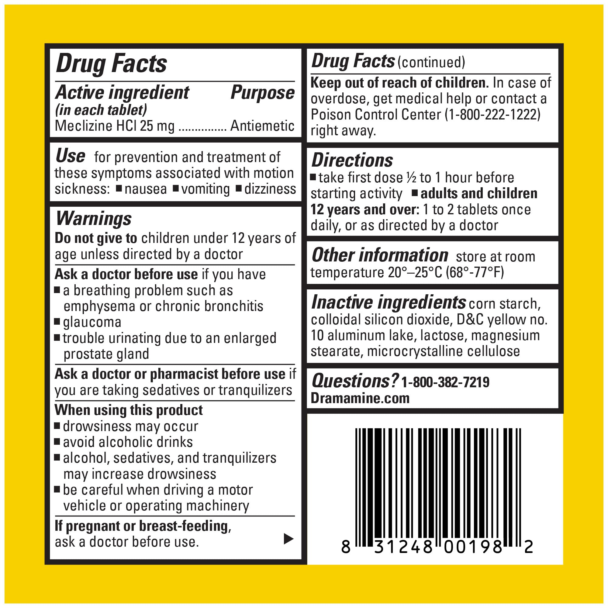 Dramamine All Day Less Drowsy, Motion Sickness Relief, 8 Count, 3 Pack