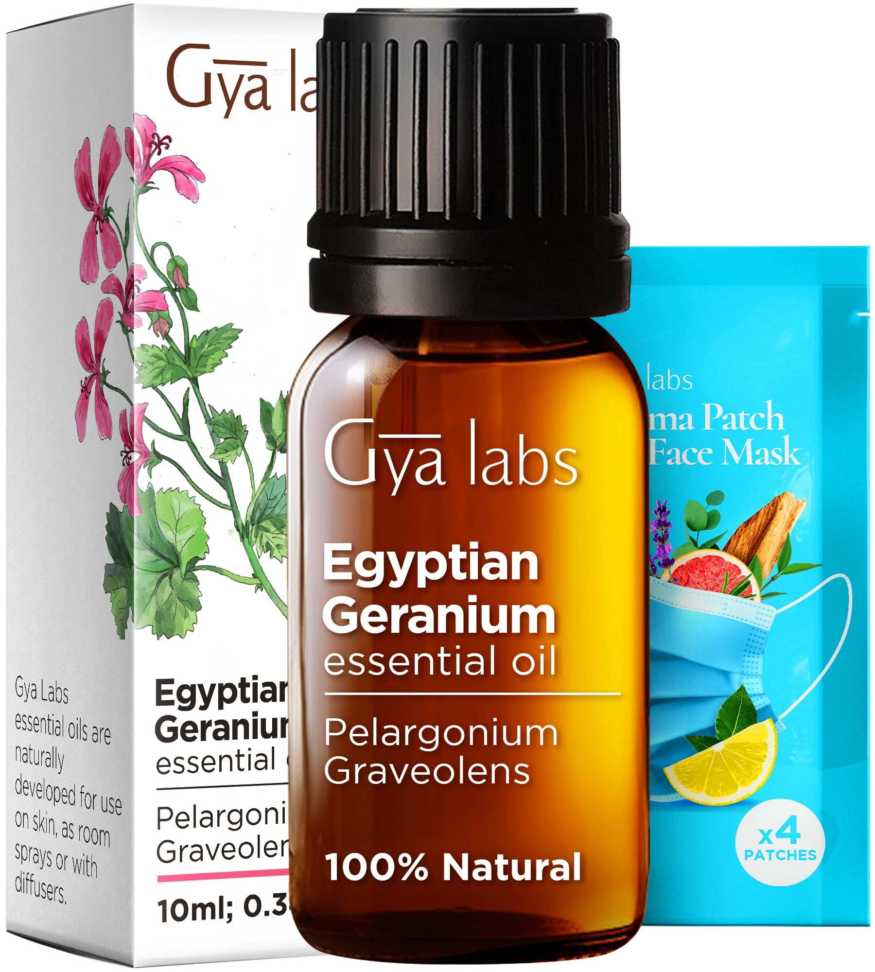 Gya Labs Egyptian Geranium Essential Oil for Diffuser - 0.34 Fl Oz - 100% Pure Natural Aromatherapy Geranium Oil for Skin, Hair 