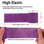 24 Pack Purple Bandage Tape, 2    x 5 Yards Self Adherent Cohesive Wrap Bandages Sretch Athletic Tape Breathable Medical Wrap Ga