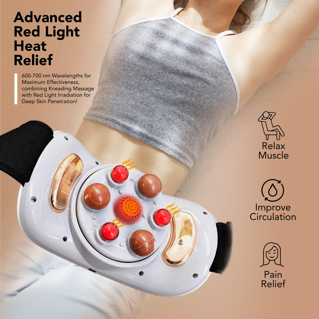 Abdominal Massager - Electric Stomach Tummy Anti Cellulite Remover Machine for Flat Belly - Real Bian Stone Kneading Heat Relief