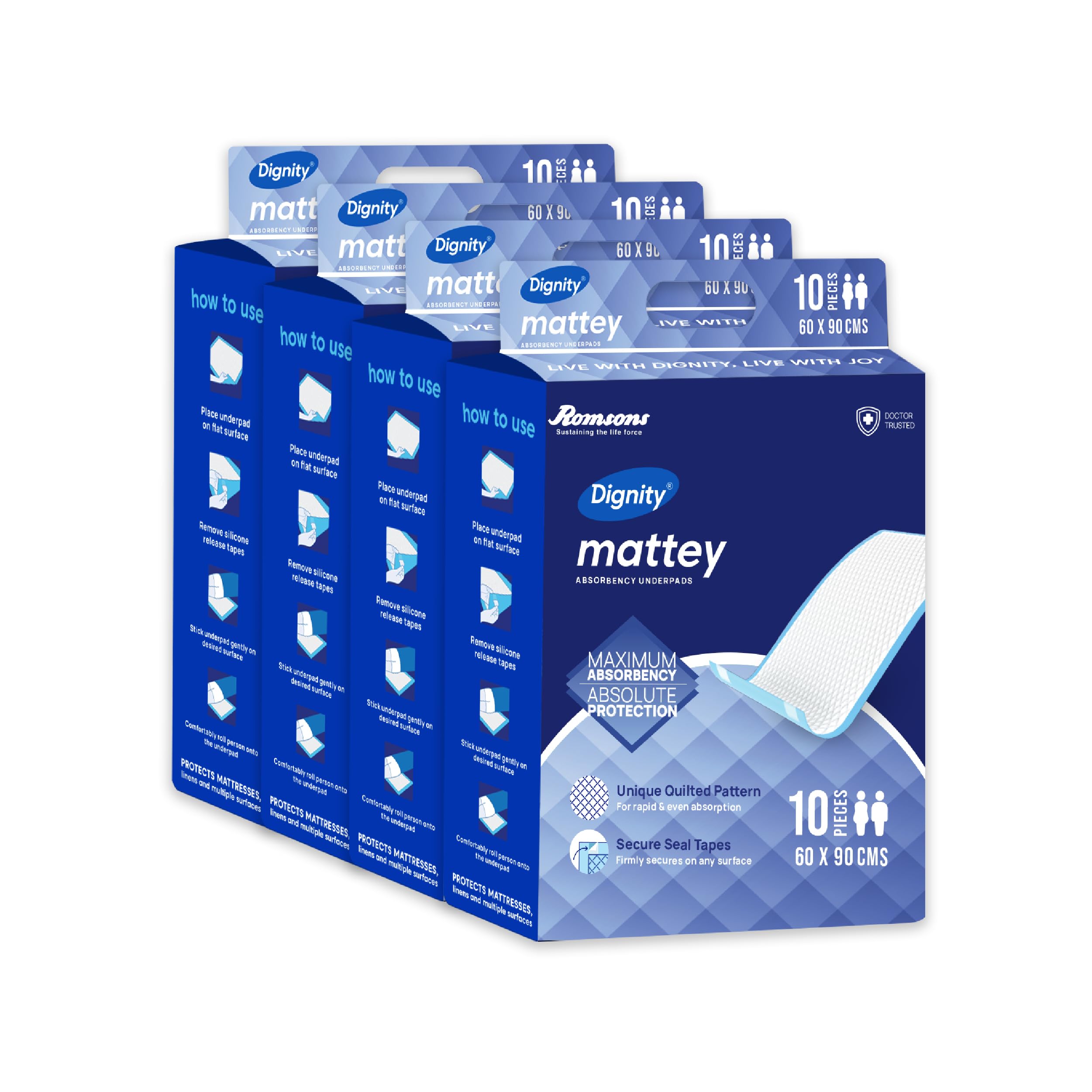 Dignity Mattey Disposable Underpads For Adults, 60X90 Cm (40 Pieces)