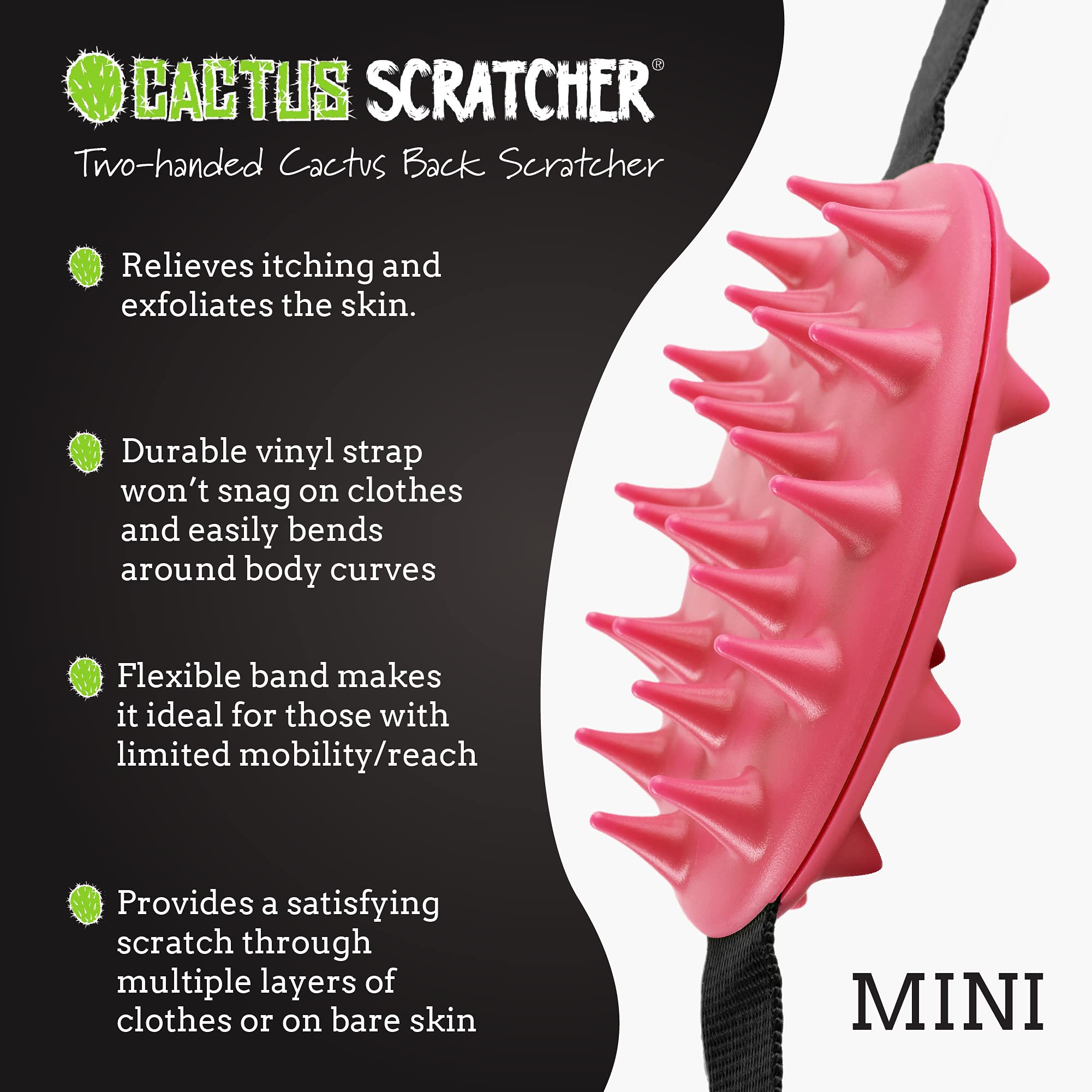 Cactus Scratcher Mini Back Scratcher for Itching Relief, 2-Sides with Aggressive & Soft Spikes, Long Handheld Scratchers for Men