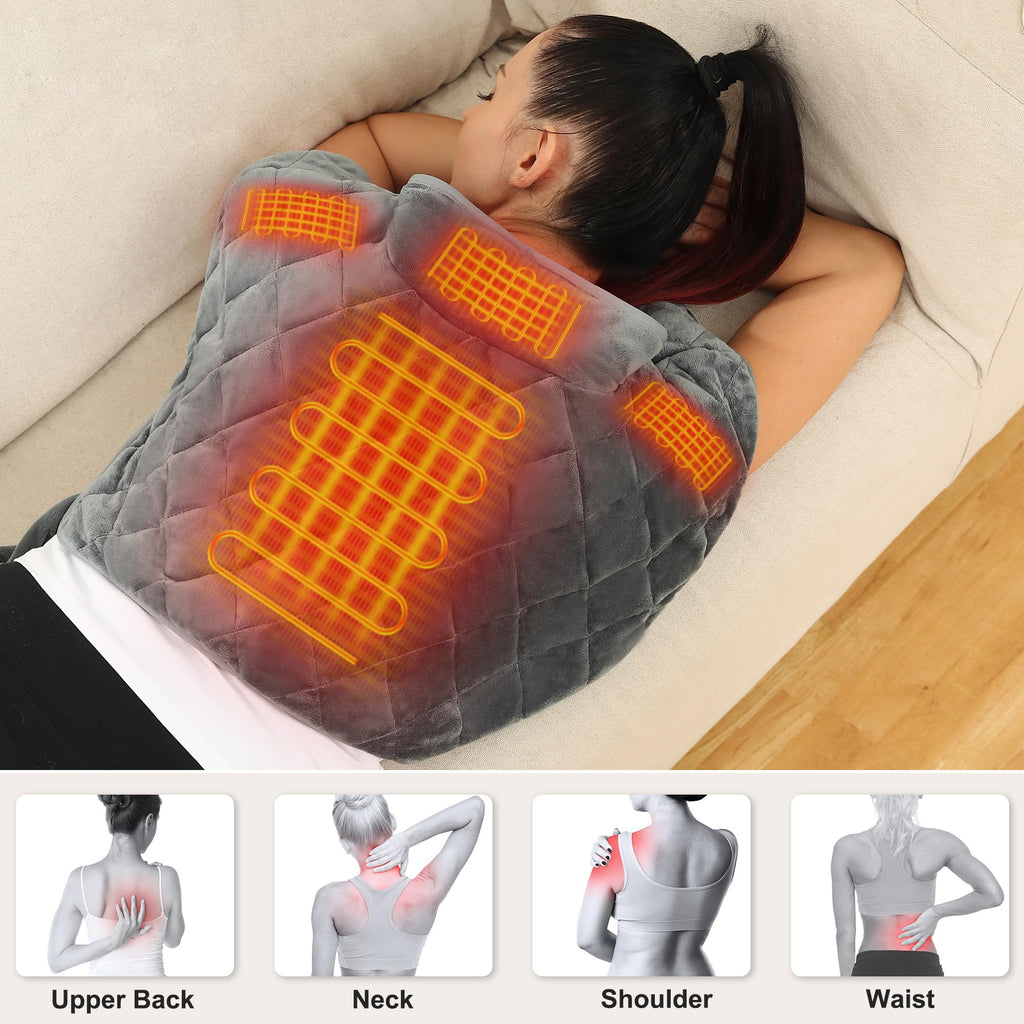 Vofuoti Portable Heating Pad for Neck and Shoulders, Cordless Heating Pad with Battery and 3 Heat Settings, Weighted Electric He