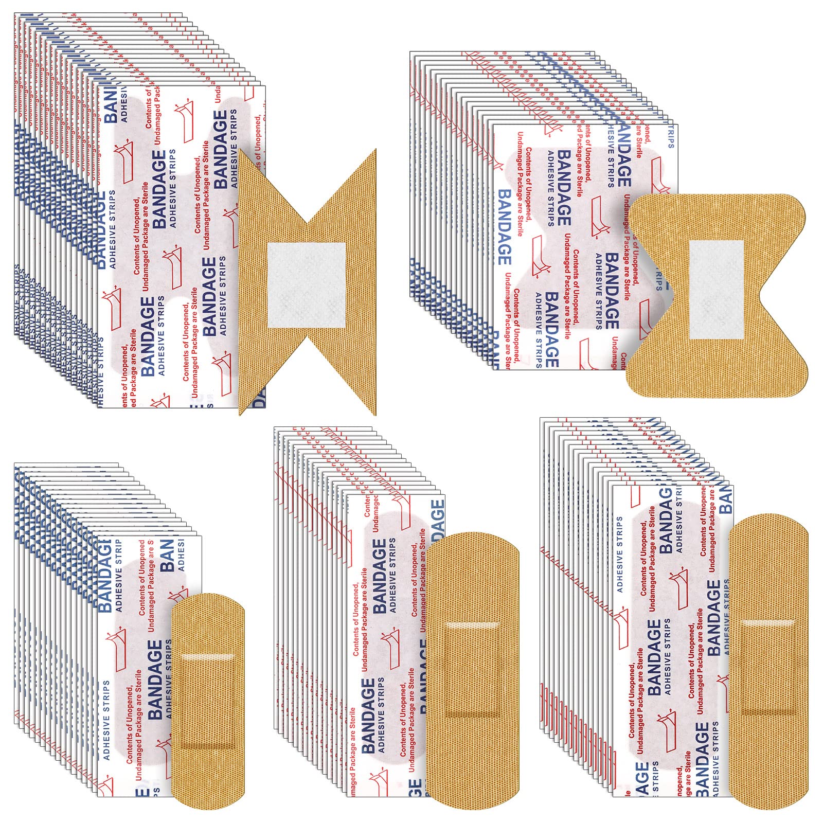 Nuanchu 100 Pieces Flexible Fabric Adhesive Bandages Assorted Bulk Fingertip Breathable Elastic Knuckle Bandages Prevent Infecti