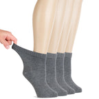 Hugh Ugoli Women Diabetic Ankle Socks, Super Soft & Thin Bamboo Socks, Wide & Loose, Non-Binding Top & Seamless Toe, 4 Pairs, Me