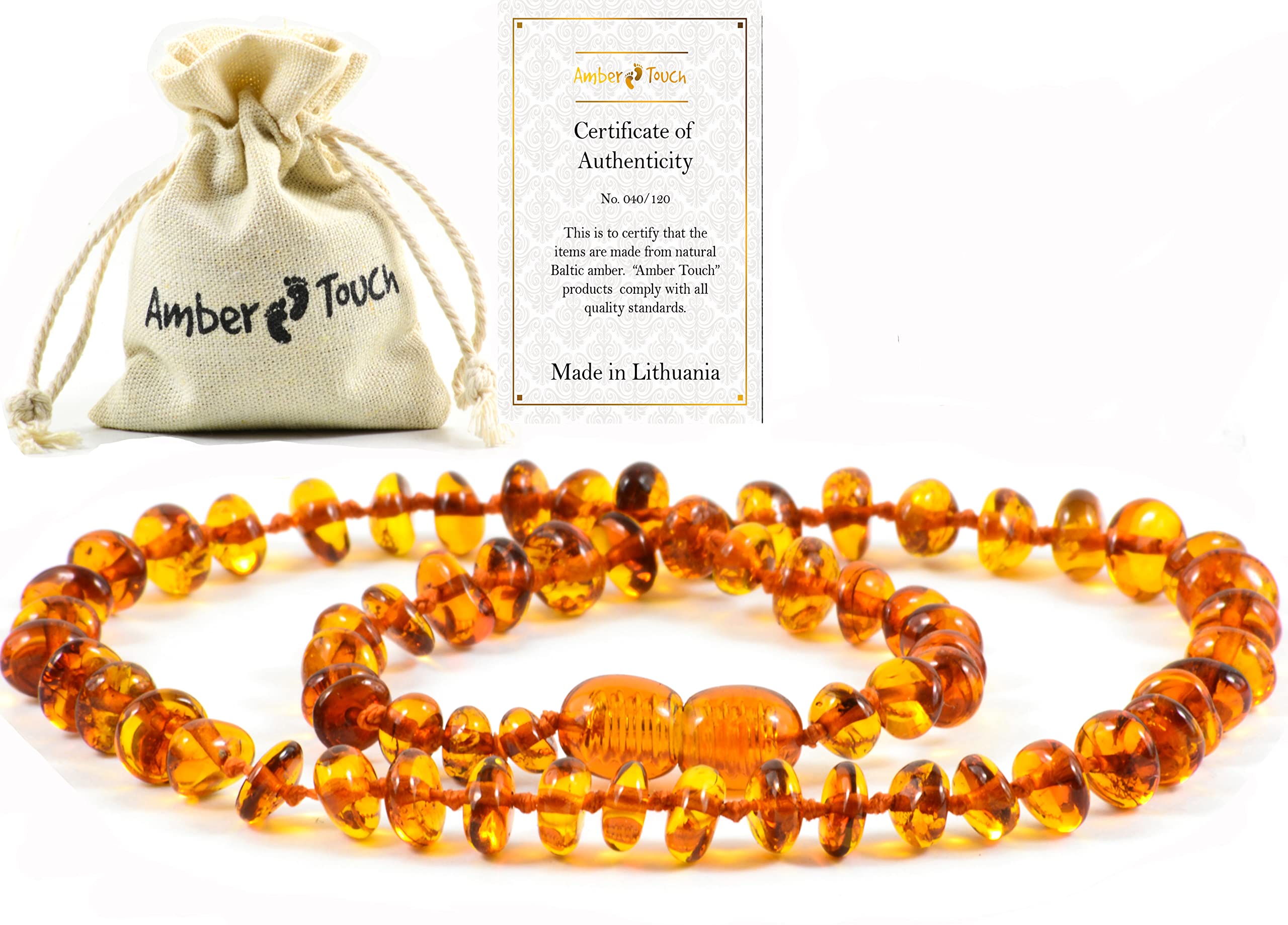 Baltic Amber Necklace (Unisex) - Natural Amber from Baltic Region, Genuine Baltic Amber