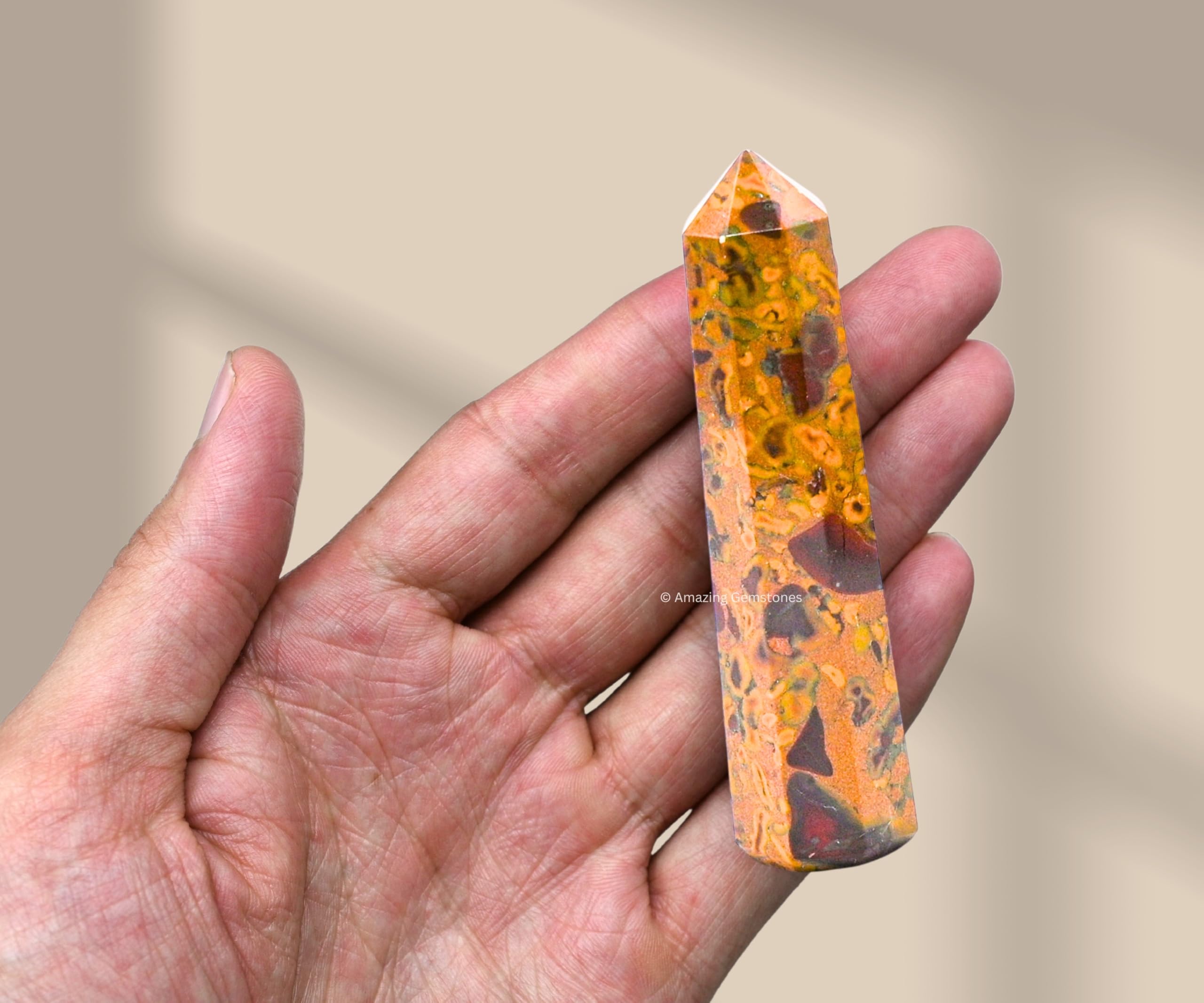 Fruit Jasper Crystal Towers ~ Natural Healing Crystal Point Obelisk for Reiki Healing and Crystal Grid (3- Inch)