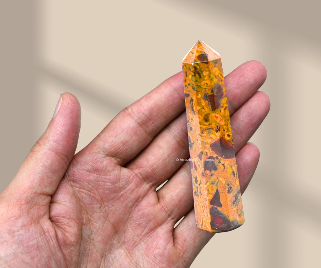 Fruit Jasper Crystal Towers ~ Natural Healing Crystal Point Obelisk for Reiki Healing and Crystal Grid (3- Inch)