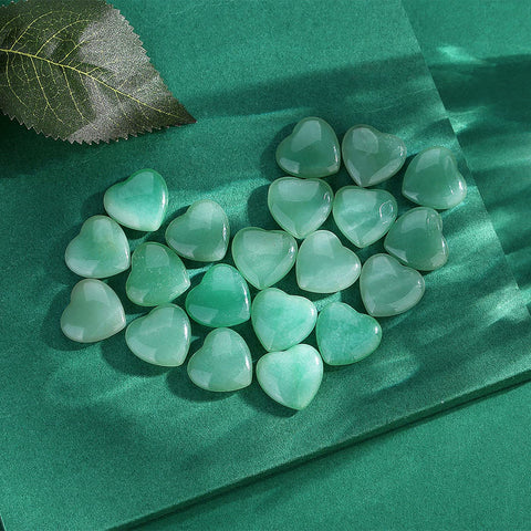 20 PCS Green Aventurine Natural Heart Healing Crystals Polished Crystal Cute Mini Stones Pocket Palm Love Gemstones Set Bulk Who