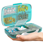 Travel Pill Organizer - Airtight Medicine Case for Traveling Portable Pharmacy Box with Labels Vitamin Container 8 Compartment S