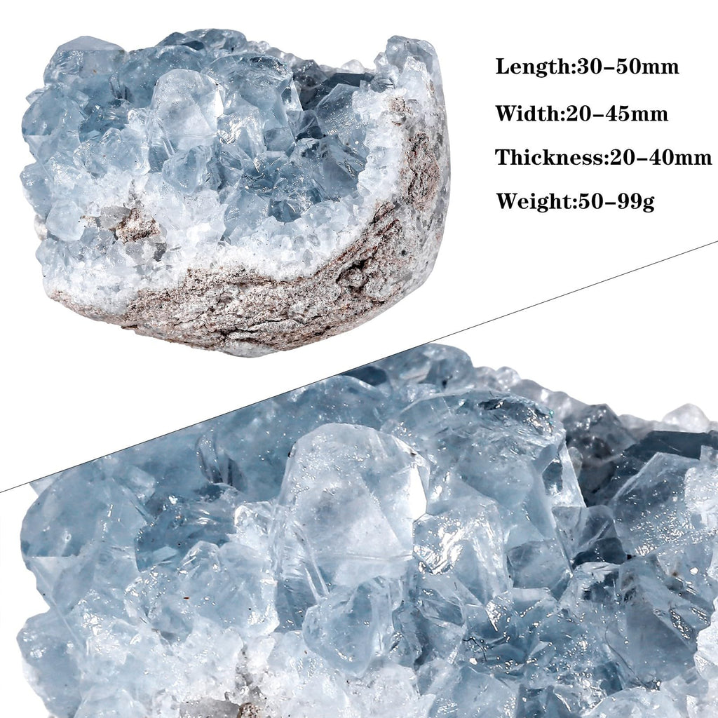 Rockcloud Natural Raw Blue Celestite Mineral Healing Crystal Cluster Geode Irregular Home Decoration Gemstone Specimen, 0.11-0.2
