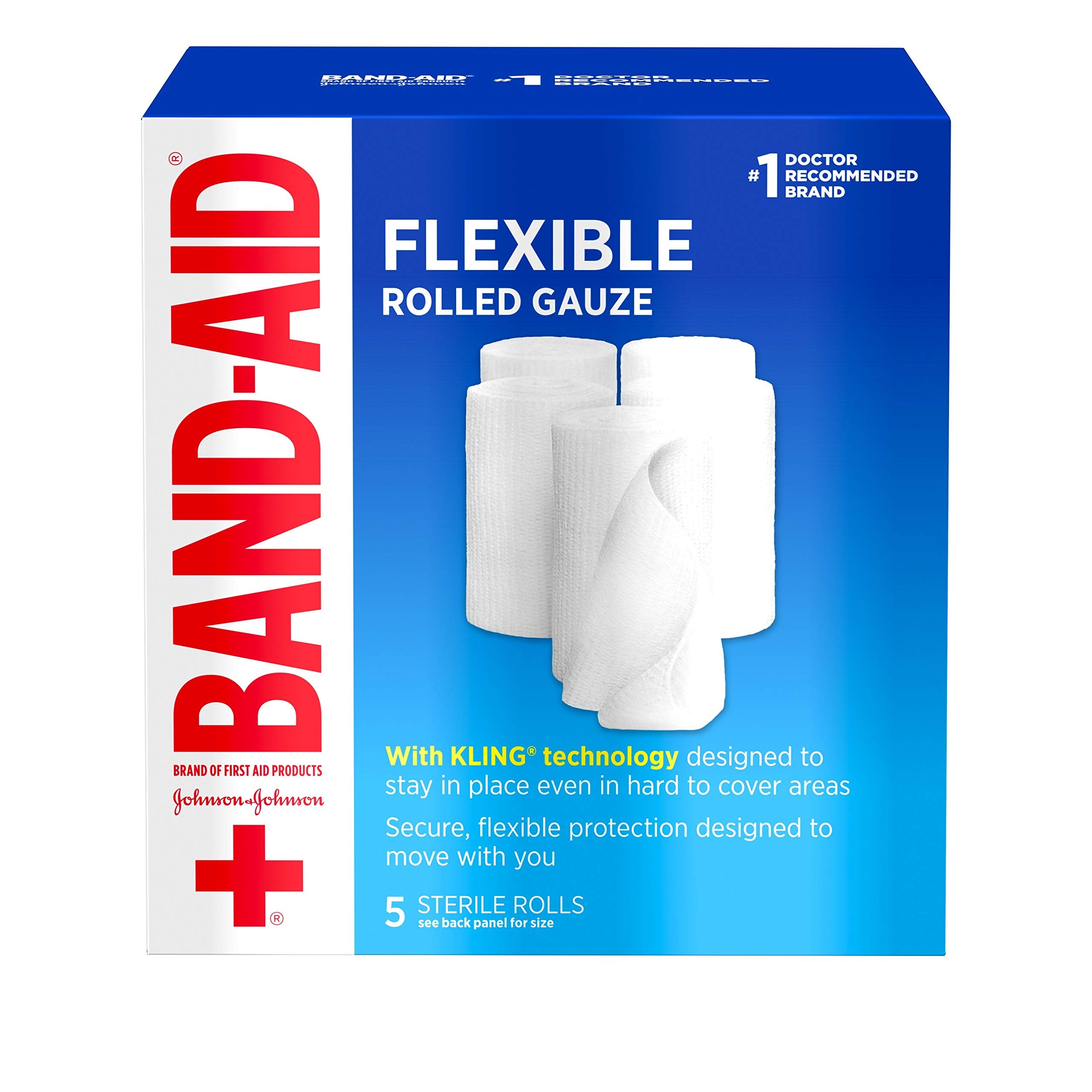 Band-Aid Brand of First Aid Products Flexible Rolled Gauze Dressing for Minor Wound Care, Soft Padding and Instant Absorption, 3