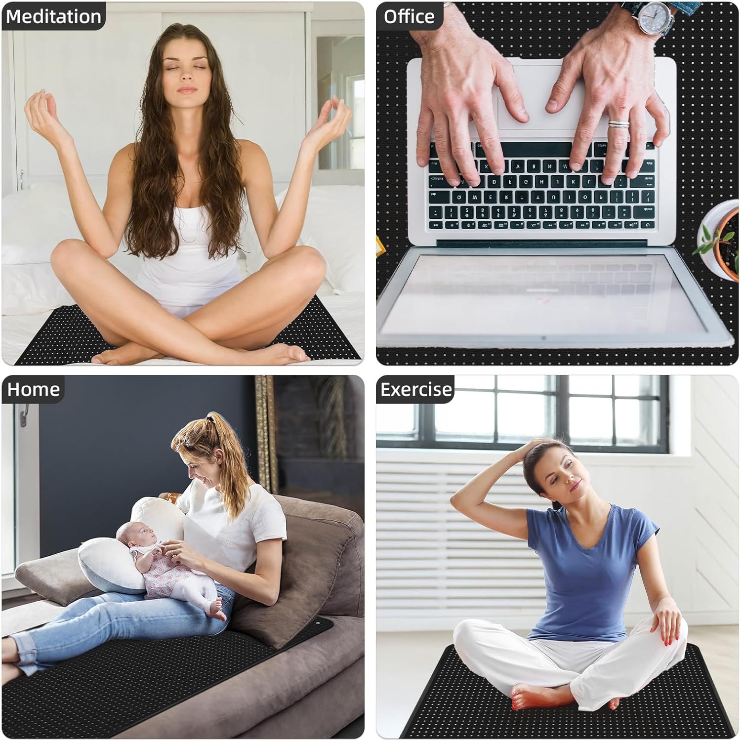 Grounding Mat for Bed, Grounding Bed Cover Kit, Grounded Earth Connected Grounding Pad,Grounding Cord Included (Black, 27 * 78IN