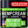 Hemp Cream - Maximum Strength - Relieve Muscle, Joint, Back, Knee - Natural Hemp Oil Extract Gel Rub with MSM - Glucosamine - Ar