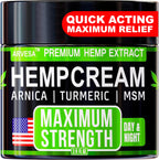 Hemp Cream - Maximum Strength - Relieve Muscle, Joint, Back, Knee - Natural Hemp Oil Extract Gel Rub with MSM - Glucosamine - Ar