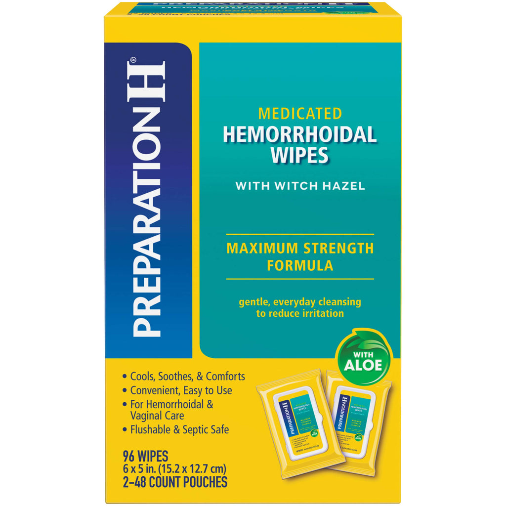 Preparation H Hemorrhoid Flushable Wipes with Witch Hazel for Skin Irritation Relief - 96 Count